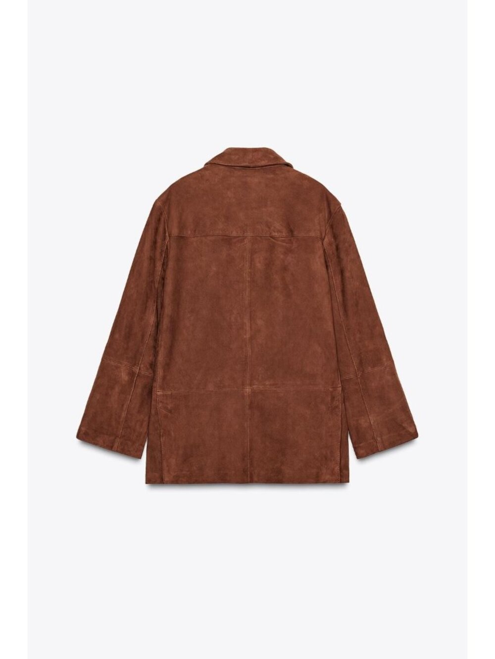 Zara Womens Blazer Jacket Coat Suede Leather M Brown Oversized 1966/244 NWOT - Picture 4 of 14